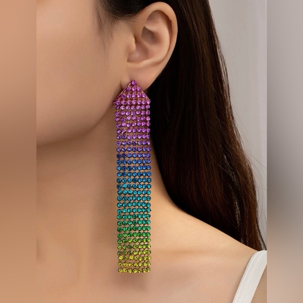 Multicolored Rhinestone Drop Earrings